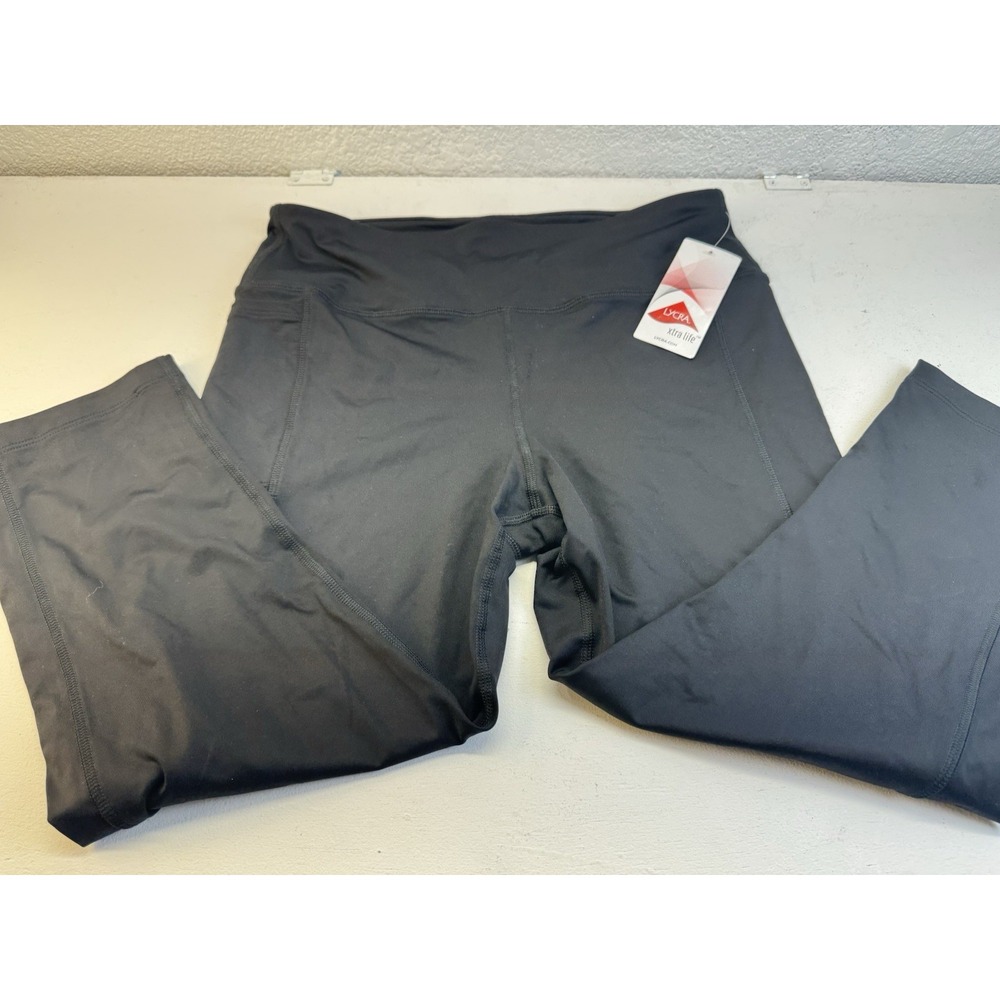 Lands' End Womens Black High Rise Activewear Leggings M 10-12 Lycra 5174